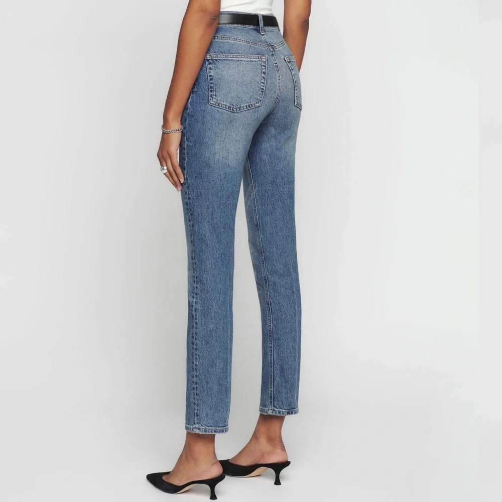 Reformation Liza Ultra High Rise Straight Jeans Womens 26 Blue Malta Sustainable - Picture 2 of 11